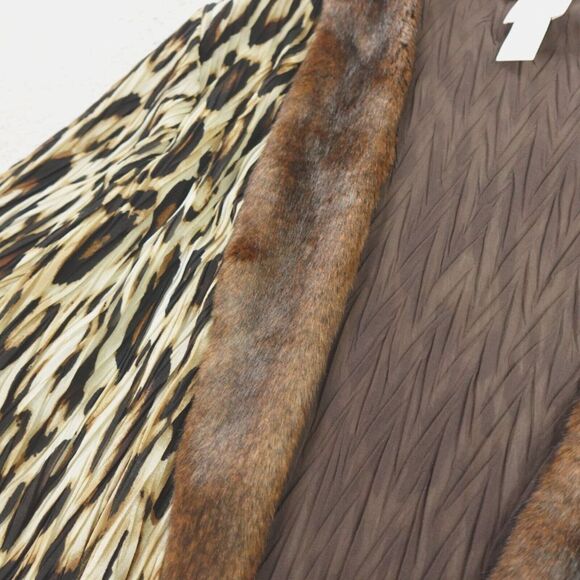 Chicos Jacket Womens 4 XL Animal Print Pleated Elegance Faux Fur Collar Mob Wife - Picture 10 of 14